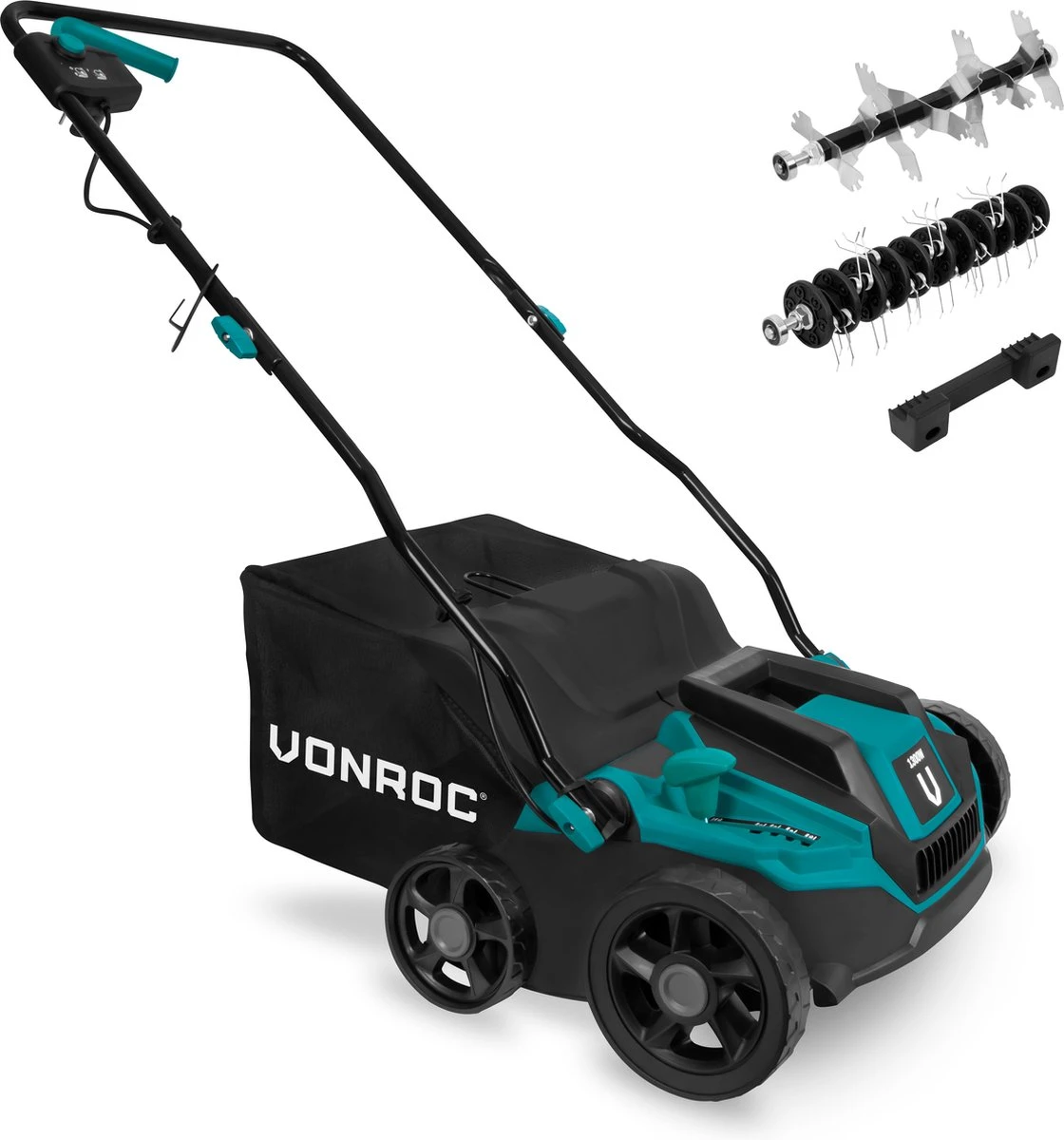 VONROC Elektrische Verticuteermachine - Gazonbeluchter – 1300W – Maaibreedte 320 Mm – 4 Dieptestanden (12/9/6/3 Mm) – Incl. 35L. Opvangbak 1 VONROC Elektrische Verticuteermachine - Gazonbeluchter – 1300W – Maaibreedte 320 Mm – 4 Dieptestanden (12/9/6/3 Mm) – Incl. 35L. Opvangbak