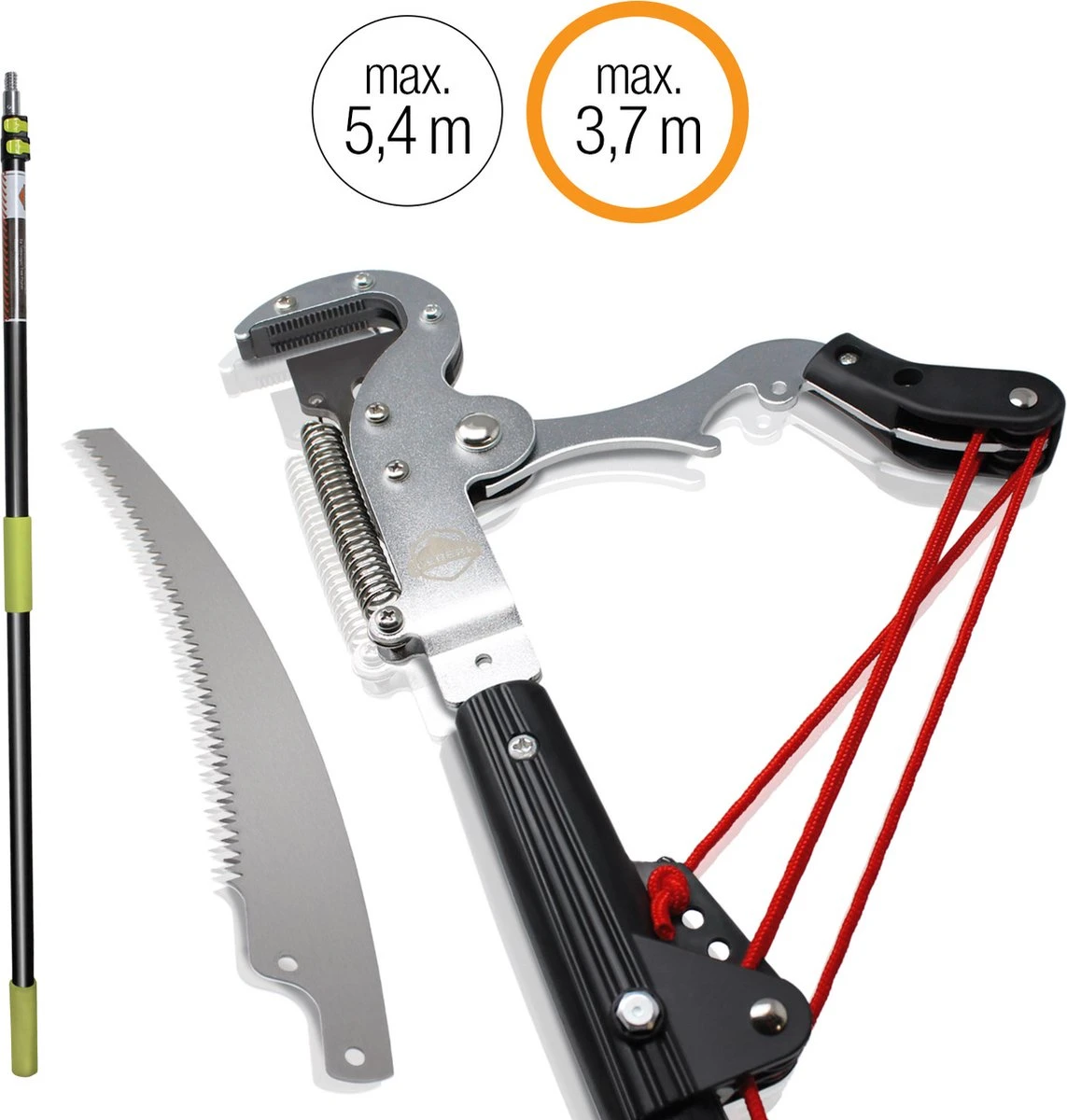 Iceberk Snoeischaar + Snoeizaag (1,45 - 3,70 M) - Telescopische Snoeischaar Voor Het Snoeien Van Bomen En Dichte Struiken Zonder Ladder 1 Iceberk Snoeischaar + Snoeizaag (1,45 - 3,70 M) - Telescopische Snoeischaar Voor Het Snoeien Van Bomen En Dichte Struiken Zonder Ladder