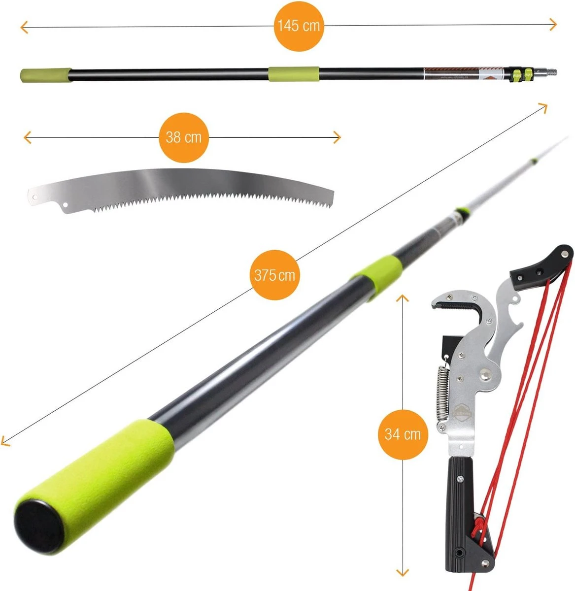 Iceberk Snoeischaar + Snoeizaag (1,45 - 3,70 M) - Telescopische Snoeischaar Voor Het Snoeien Van Bomen En Dichte Struiken Zonder Ladder 2 Iceberk Snoeischaar + Snoeizaag (1,45 - 3,70 M) - Telescopische Snoeischaar Voor Het Snoeien Van Bomen En Dichte Struiken Zonder Ladder - Afbeelding 2