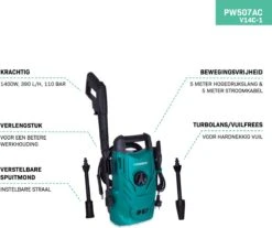 VONROC Hogedrukreiniger V14C-1 - 1400W – 110 Bar – 390 L/h – Compact - Incl. 5m Slang, Spuitstukken En Accessoires -Tuingereedschap Winkel 1200x1008