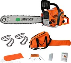 TIMBERPRO - Kettingzaag – Benzine - 62 Cc - Zwaardlengte 50 Cm - Transportzak - 2e Ketting -Tuingereedschap Winkel 1200x1059 1