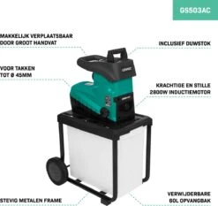 VONROC Stille Hakselaar/Shredder 2800W – Voor Takken Tot Ø45mm – Incl. 60L Opvangbak & Duwstok 10 VONROC Stille Hakselaar/Shredder 2800W – Voor Takken Tot Ø45mm – Incl. 60L Opvangbak & Duwstok -Tuingereedschap Winkel 1200x1134