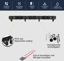 Volcan Bezemhouder - Bezem Ophangsysteem Tuingereedschap - Gereedschapshouder - Zelfklevend - 3M Tape - 3 Houders 4 Haken - RVS Zwart 12 Volcan Bezemhouder - Bezem Ophangsysteem Tuingereedschap - Gereedschapshouder - Zelfklevend - 3M Tape - 3 Houders 4 Haken - RVS Zwart -Tuingereedschap Winkel 1200x1148 3