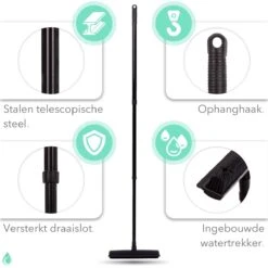 CLEANLY® Rubberen Bezem Met Vloerwisser - Kappersbezem - Zachte Bezem Binnen & Buiten - Vloertrekker Met Steel - 68-150 Cm -Tuingereedschap Winkel 1200x1200 471