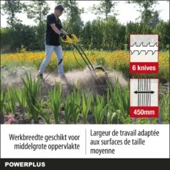 Powerplus POWXG72010 Tuinfrees - 1500W - Werkbreedte 450mm - Werkdiepte Max. 220mm - Incl. 6 Messen En Wielen -Tuingereedschap Winkel 1200x1200 484