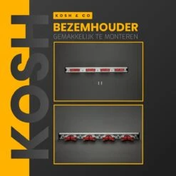 Merkloos Stevige Bezemhouder - Aluminium - Ophangsysteem Bezem - 5 Haken & 4 Houders - Gereedschaphouder - Opbergsysteem -Tuingereedschap Winkel 1200x1200 492