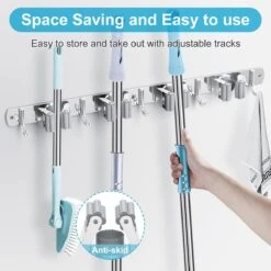 BOTC Bezemhouder - 5 Houders 6 Haken Bezem Ophangsysteem - Zeflklevend - Opbergsysteem - Ophanghaken - Tuingereedschap - Gereedschap Opbergen -Tuingereedschap Winkel 1200x1200 554