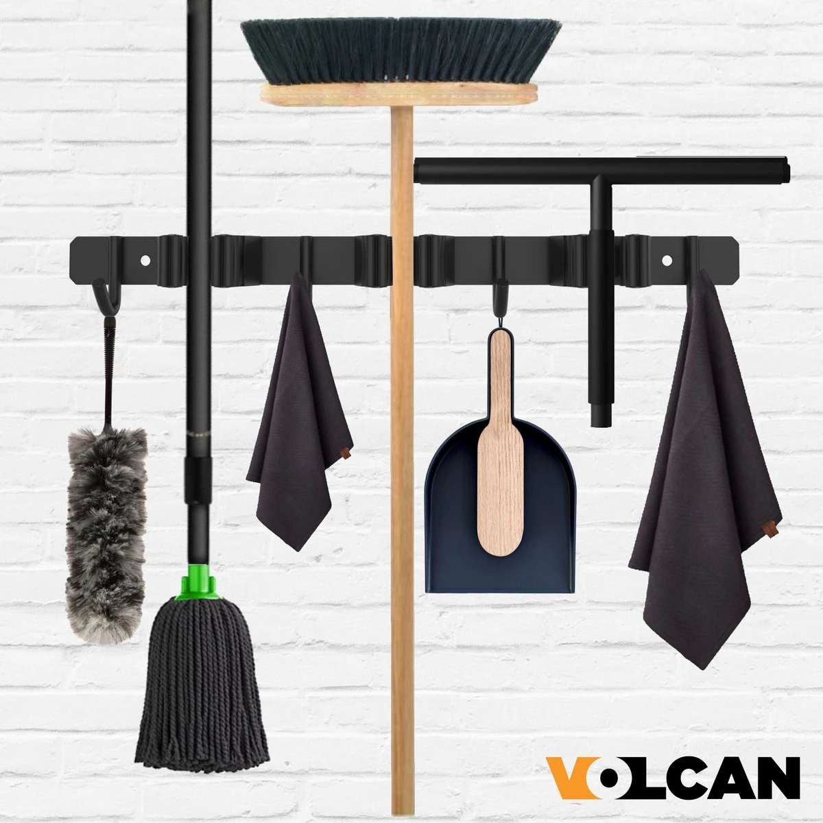 Volcan Bezemhouder - Bezem Ophangsysteem Tuingereedschap - Gereedschapshouder - Zelfklevend - 3M Tape - 3 Houders 4 Haken - RVS Zwart 5 Volcan Bezemhouder - Bezem Ophangsysteem Tuingereedschap - Gereedschapshouder - Zelfklevend - 3M Tape - 3 Houders 4 Haken - RVS Zwart - Afbeelding 5