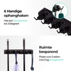 CLEANLY® Bezemhouder - Ophangsysteem Voor Tuingereedschap - Bezem Ophangsysteem - Gereedschapshouder Met Ophanghaken - ABS -Tuingereedschap Winkel 1200x1200 591