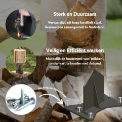 Miseru Houtklover – Geen Bijl Nodig – No Axe - Houtsplijter – Houtkliever – HANDMADE In Holland - Houtklover Voor Aanmaakhout – Metaal -Tuingereedschap Winkel 1200x1200 698