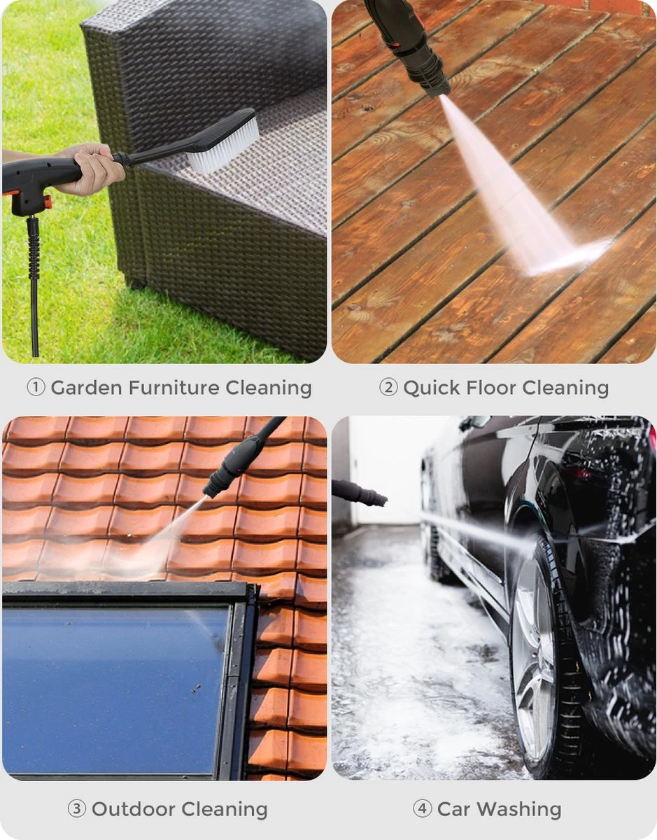 Merkloos Home Hogedrukreiniger - 2100W - 165 Bar - Met Verstelbare Nozzles Slanghaspel 5m Netsnoer 10m Slang - Voor Reiniging Huis Auto Tuin 4 Merkloos Home Hogedrukreiniger - 2100W - 165 Bar - Met Verstelbare Nozzles Slanghaspel 5m Netsnoer 10m Slang - Voor Reiniging Huis Auto Tuin - Afbeelding 4